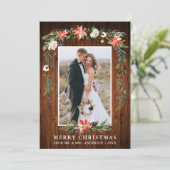 Pas getrouwd Kersthout Waterverf Winter Floral Feestdagenkaart (Staand voorkant)