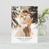 Pas getrouwd-kerstKaart met huwelijk en vrolijkhei Feestdagenkaart (Staand voorkant)