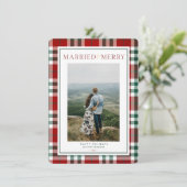 Pas getrouwd-kerstKaart met huwelijk en vrolijkhei Feestdagenkaart (Staand voorkant)