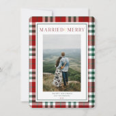 Pas getrouwd-kerstKaart met huwelijk en vrolijkhei Feestdagenkaart (Voorkant)