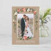 Pas getrouwd kerstkraft Waterverf Winter Floral Feestdagenkaart (Staand voorkant)