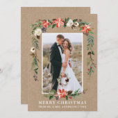 Pas getrouwd kerstkraft Waterverf Winter Floral Feestdagenkaart (Voorkant / Achterkant)