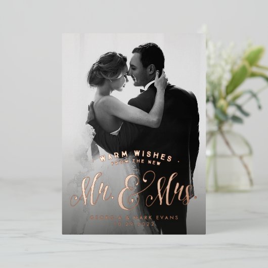 Pas getrouwd Kerstmis De heer en mevrouw Harbour w Folie Feestdagenkaart (Staand Voorkant)