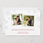 Pas getrouwd Kerstmis Fotokaart w/ Dank u Backer Feestdagenkaart (Achterkant)