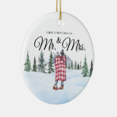 Pas getrouwd Kerstornament in Snuggly Mountain Keramisch Ornament (Rechts)