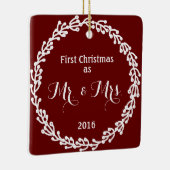 Pas getrouwd kerstversiering keramisch ornament (Rechts)