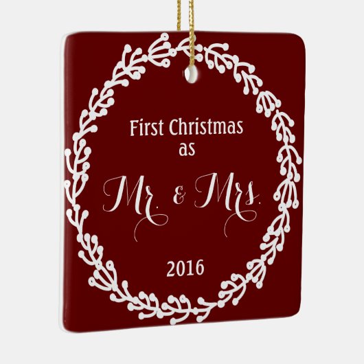 Pas getrouwd kerstversiering keramisch ornament (Rechts)