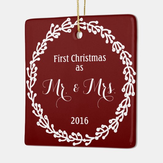 Pas getrouwd kerstversiering keramisch ornament (Links)