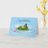 Pas getrouwd kikkers op Lily Pad Kaart (Gele Bloem)