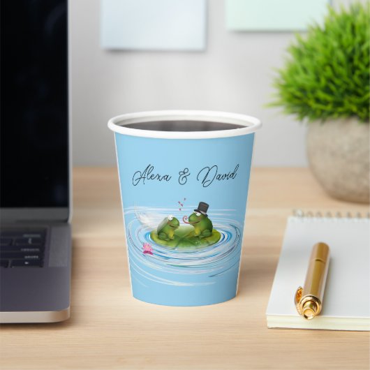 Pas getrouwd kikkers op Lily Pad Papieren Bekers (Insitu)