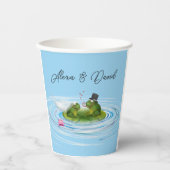 Pas getrouwd kikkers op Lily Pad Papieren Bekers (Voorkant)