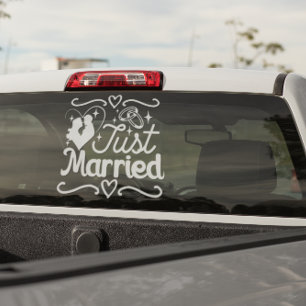 Pas Getrouwd Koppel Hart Trouwringen Raamsticker