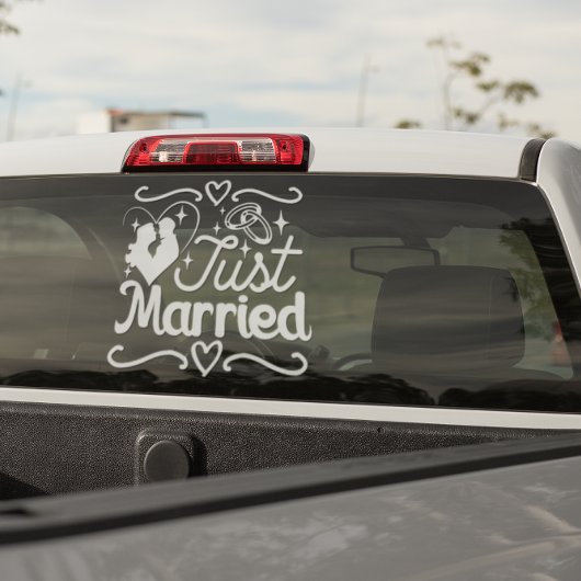 Pas Getrouwd Koppel Hart Trouwringen Raamsticker