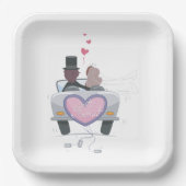 Pas Getrouwd Koppel Wegrijdend Papieren Bordje (Voorkant)