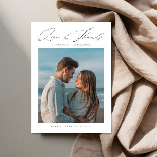 Pas getrouwd Liefde en Bedankt Strand Foto Kerst Feestdagenkaart