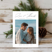 Pas getrouwd Liefde en Bedankt Strand Foto Kerst Feestdagenkaart