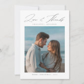Pas getrouwd Liefde en Bedankt Strand Foto Kerst Feestdagenkaart (Voorkant)