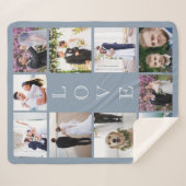 Pas getrouwd Love 10 Fotocollage Dusty Blue Weddin Sherpa Deken (Voorkant (horizontaal))