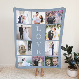 Pas getrouwd Love 10 Fotocollage Dusty Blue Weddin Sherpa Deken