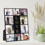 Pas getrouwd Love 10 Fotocollage Wedding Fotoplaat<br><div class="desc">Een zwarte foto collage plaquette voor pasgetrouwden met een 10 foto collage van uw trouwdag,  verloving,  huwelijksreis,  bruidsfeest,  bruidsjonkers,  familie,  etc.,  en "LOVE" geschreven in het midden in elegante witte letters.</div>