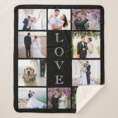 Pas getrouwd Love 10 Fotocollage Wedding Sherpa Deken (Voorkant)