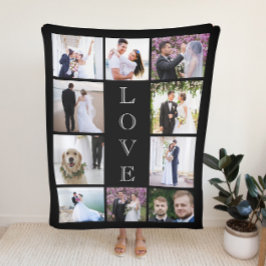 Pas getrouwd Love 10 Fotocollage Wedding Sherpa Deken