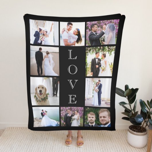 Pas getrouwd Love 10 Fotocollage Wedding Sherpa Deken