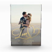 Pas getrouwd Love Gold Script Trouwfoto Custom Fotoblokken (Voorkant)