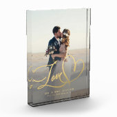 Pas getrouwd Love Gold Script Trouwfoto Custom Fotoblokken (Links)