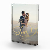 Pas getrouwd Love Gold Script Trouwfoto Custom Fotoblokken (Rechts)