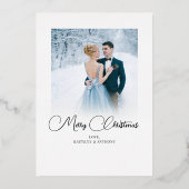 Pas getrouwd Manuscript Gehuwd Kleine Kerstmis 2 F Folie Feestdagenkaart (Achterkant)