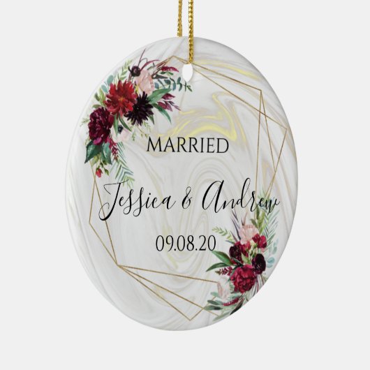 Pas getrouwd Marble Keramisch Ornament (Rechts)