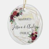 Pas getrouwd Marble Keramisch Ornament (Links)