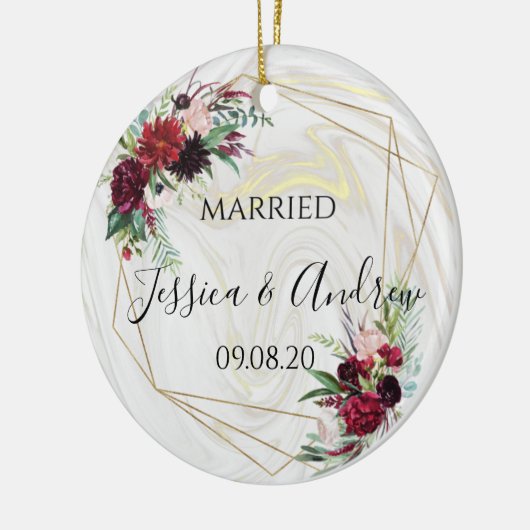 Pas getrouwd Marble Keramisch Ornament (Links)