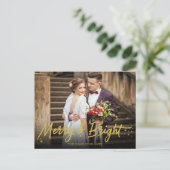 Pas getrouwd Merry and Bright Foto Kerstmis Briefkaart (Staand voorkant)