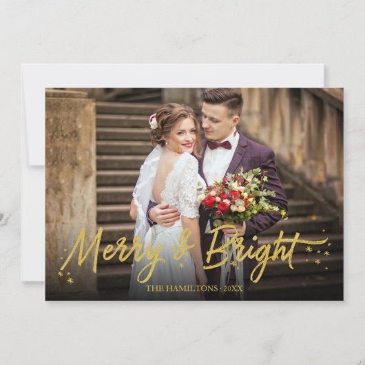 Pas getrouwd Merry and Bright Foto Kerstmis Kaart (Voorkant)