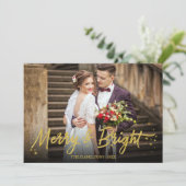 Pas getrouwd Merry and Bright Foto Kerstmis Kaart (Staand voorkant)