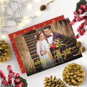 Pas getrouwd Merry and Bright Foto Kerstmis Kaart