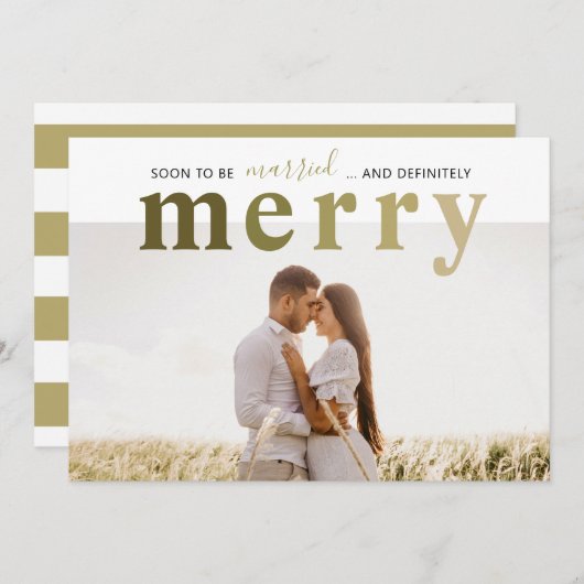 Pas getrouwd met huwelijk en huwelijk feestdagenkaart (Voorkant / Achterkant)