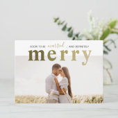 Pas getrouwd met huwelijk en huwelijk feestdagenkaart (Staand voorkant)