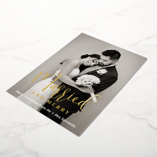 Pas getrouwd met huwelijk en vervalsing - Gold Folie Feestdagenkaart (Gedraaid)