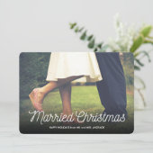 Pas getrouwd met kerstfeest feestdagenkaart (Staand voorkant)