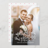 Pas getrouwd met kerstfeestdag feestdagenkaart (Voorkant / Achterkant)