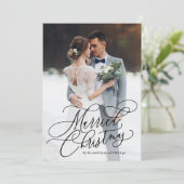 Pas getrouwd met kerstfeestdag feestdagenkaart (Staand voorkant)