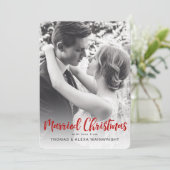 Pas getrouwd met kerstfoto's Kaart (Staand voorkant)