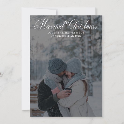 Pas getrouwd met kerstkalligrafie - foto-ingang feestdagenkaart (Voorkant)