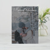 Pas getrouwd met kerstkalligrafie - foto-ingang feestdagenkaart (Staand voorkant)