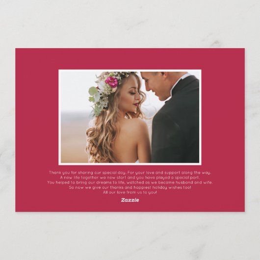 Pas getrouwd met kerstmis foto feestdagenkaart (Achterkant)