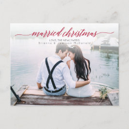 Pas getrouwd met kerstmis foto feestdagenkaart