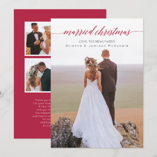 Pas getrouwd met kerstmis foto feestdagenkaart (Voorkant / Achterkant)